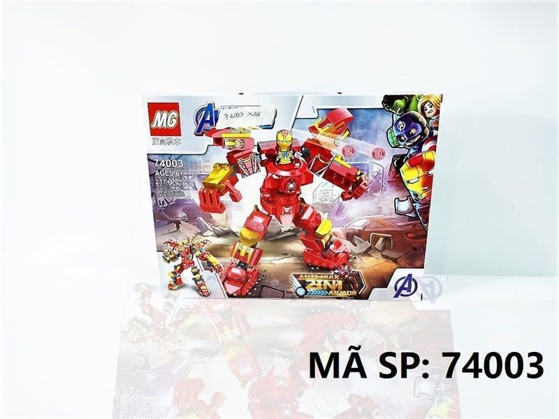  74003 HỘP LOGO ROBO NGƯỜI SẮT 217 MIẾNG Avengens 
