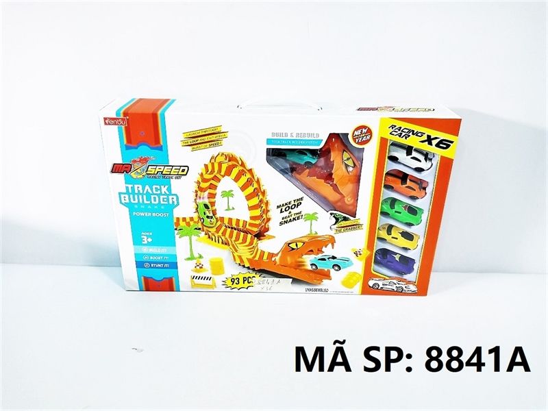  8841A HỘP ĐƯỜNG RAY LỘN VÒNG ĐẦU RẮN + 6C XE HƠI Track Builder Snake 