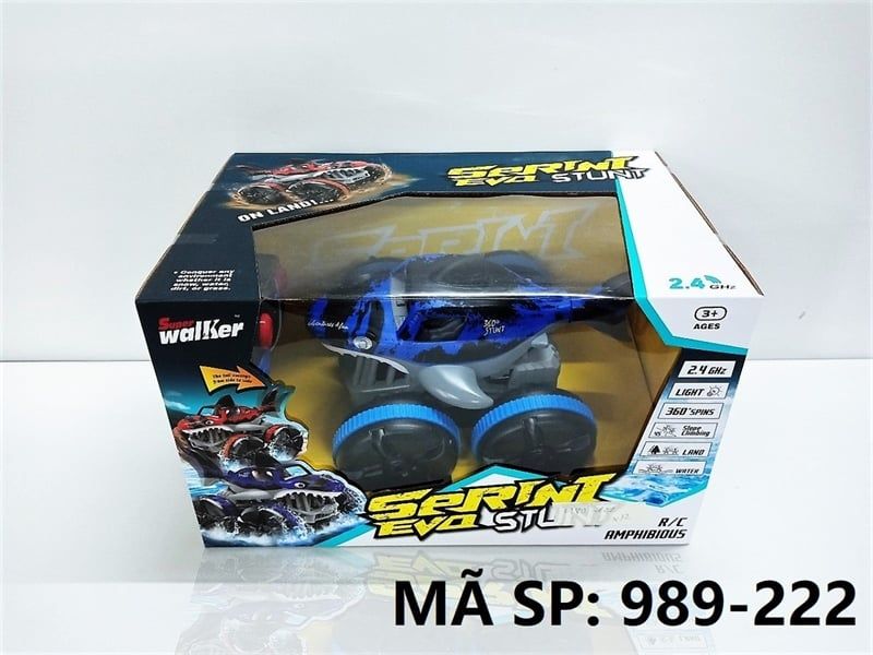  989-222 HỘP XE ĐỊA HÌNH CÁ MẬP ĐK 7 Đ.TÁC, CHẠY NƯỚC, CÓ SẠC, XOAY 360 ĐỘ Serint Evq Stunt 