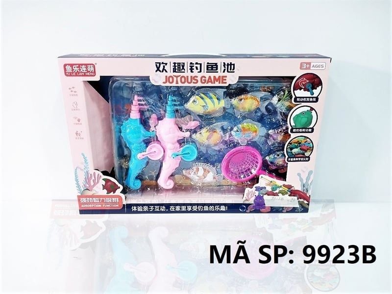  9923B HỘP CÂU CÁ 2 CẦN CÁ NGỰA HÍT 8C TRONG + 1 VỢT Joyous Game 