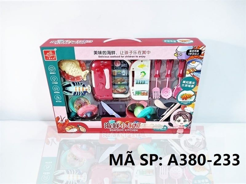  A380-233 HỘP BẾP TỦ LẠNH, NỒI, CHẢO, DĨA TÔM, CÁ, MUỖNG ĐŨA, GIÁ Seafood Kitchen 