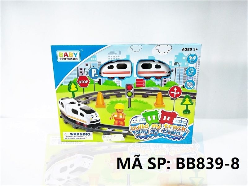  BB839-8 HỘP ĐƯỜNG RAY TÀU CAO TỐC CAR PIN NHẠC ĐÈN Build My Track 
