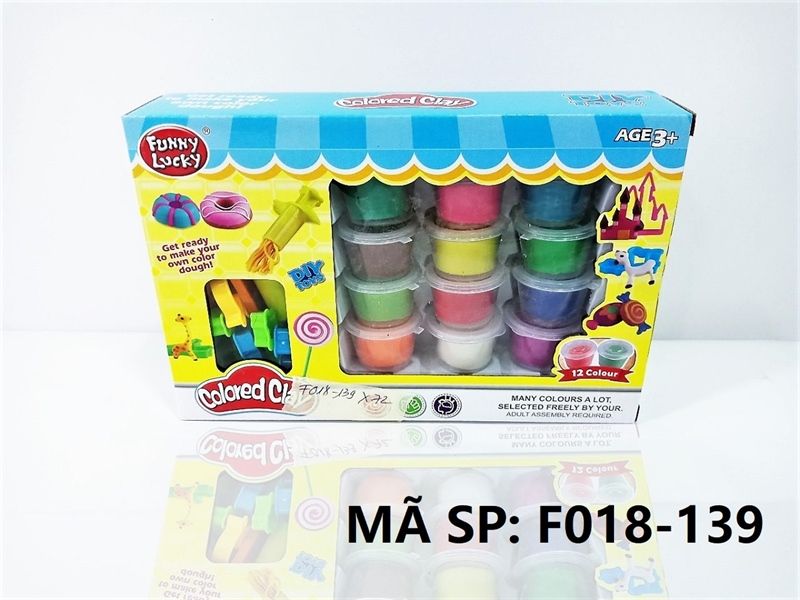  F018-139 HỘP ĐẤT SÉT NẶN THÚ 12 HŨ + KHUÔN Colored Clay 