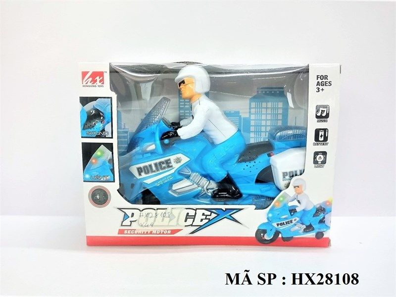  HX28108 HỘP XE MOTO CS PIN NHẠC ĐÈN CÓ NGƯỜI (Police Security Motor) 