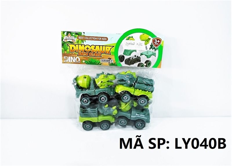  LY040B TÚI XE CT KHỦNG LONG 4C LẮP RÁP ỐC VÍT ĐỦ MẪU (TRỘN, CẨU, CHỞ CỦI, TẢI) (PVC) Dinosaur Diy Car 