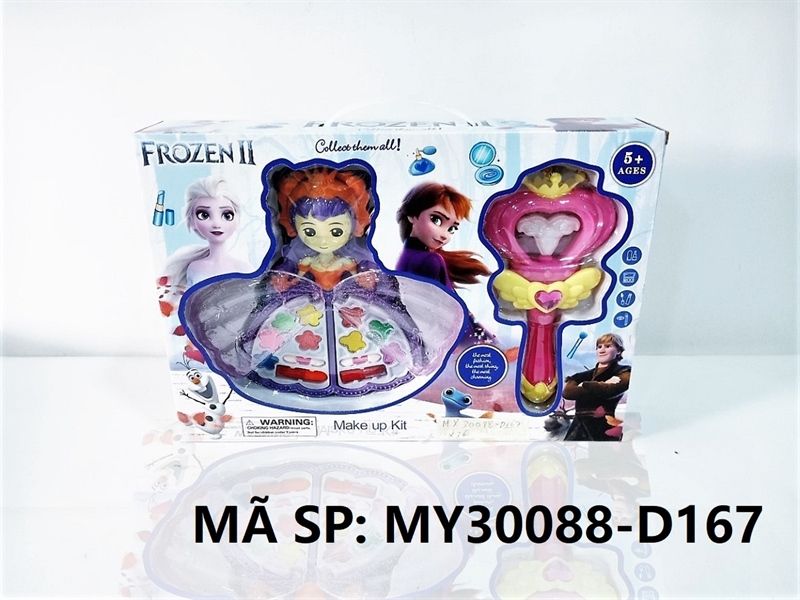  MY30088-D167 HỘP PHẤN TRANG ĐIỂM CÔNG CHÚA 2 NGĂN + CÂY CHỚP PIN NÚT Frozen II 