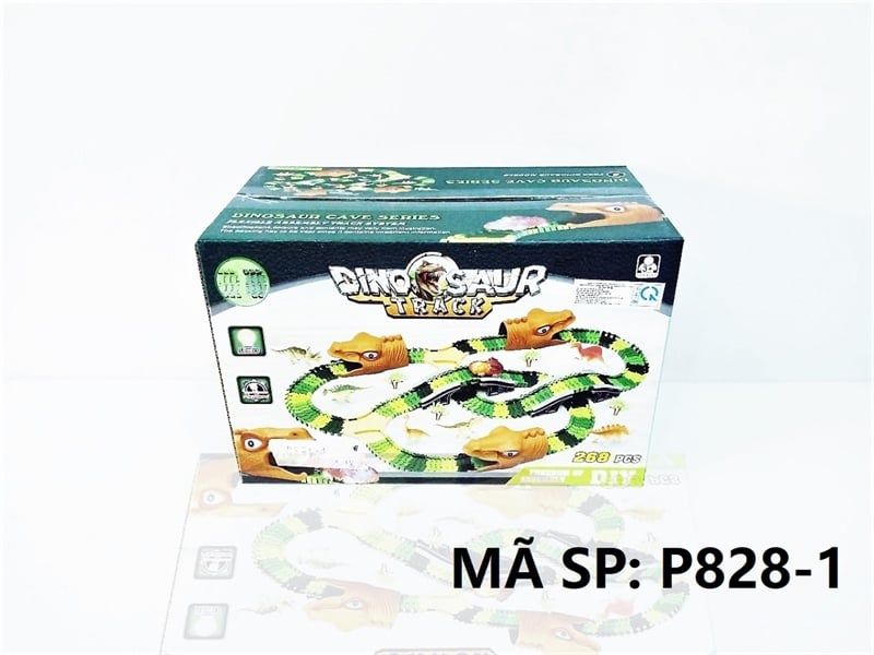  P828-1 HỘP ĐƯỜNG RAY XE ĐẦU KHỦNG LONG PIN 268 MIẾNG + 6C KHỦNG LONG, CÂY 