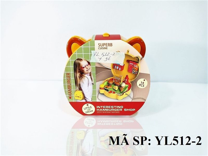  YL512-2 HỘP VALI TÚI XÁCH BẾP BÁNH MÌ 14 MIẾNG MÈO Interesting Hamburger Shop 