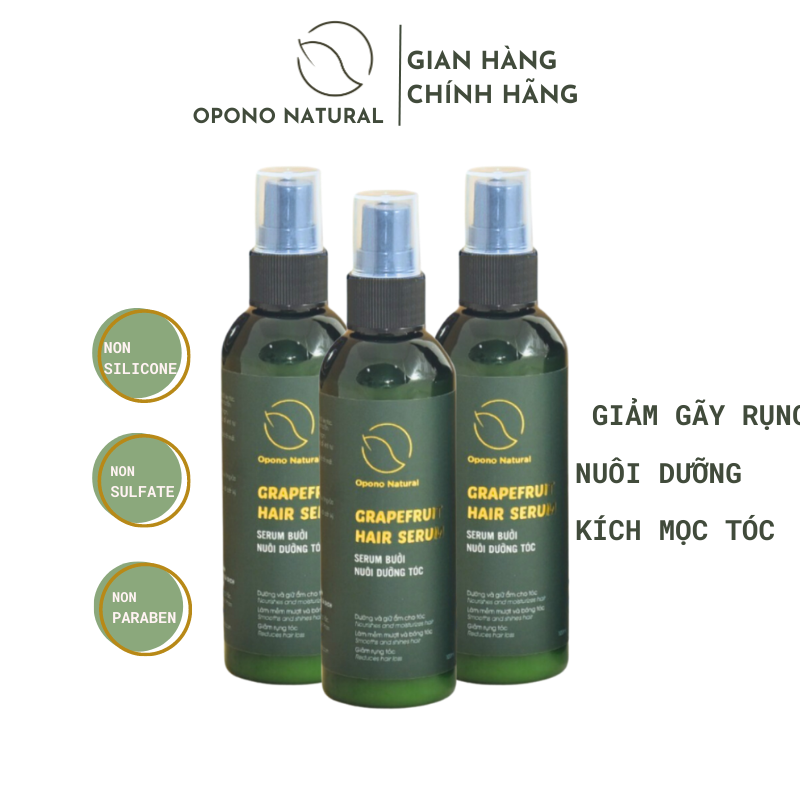  Combo 03 Tinh dầu bưởi - Xịt kích mọc tóc, ngăn rụng tóc, dưỡng tóc suông mượt 100% nguyên chất Opono Natural 100ml 