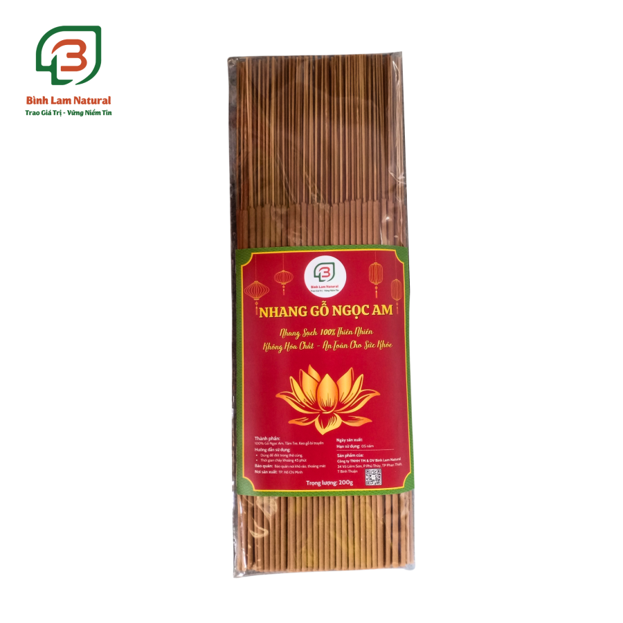  Nhang Sạch Thảo Mộc Gỗ Ngọc Am Thiên Nhiên Bình Lam Natural, Mùi Thơm Dịu Nhẹ, Không Hóa Chất, An Toàn Cho Sức Khỏe 200g 