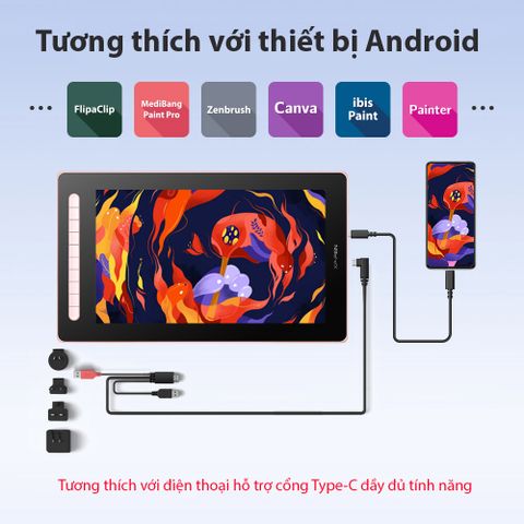  BẢNG VẼ MÀN HÌNH XP-PEN ARTIST 16 GEN 2 CHIP X3 ANDROID 127% SRGB CẢM ỨNG NGHIÊNG 