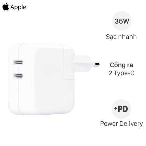  Adapter Củ Sạc Dual Type C 35W Apple chính hãng MNWP3 Trắng 