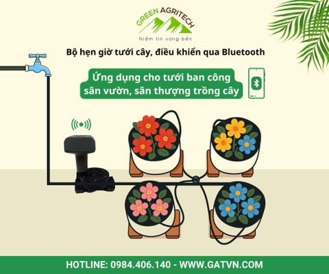 Bộ hẹn giờ tưới cây, điều khiển qua Bluetooth