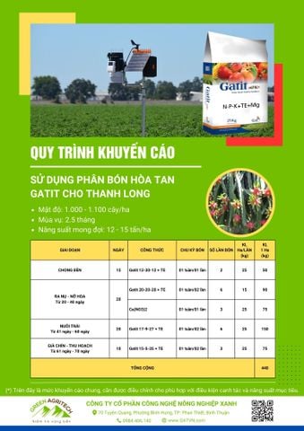  Dinh dưỡng cho thanh long - Phân bón hòa tan Gatit 