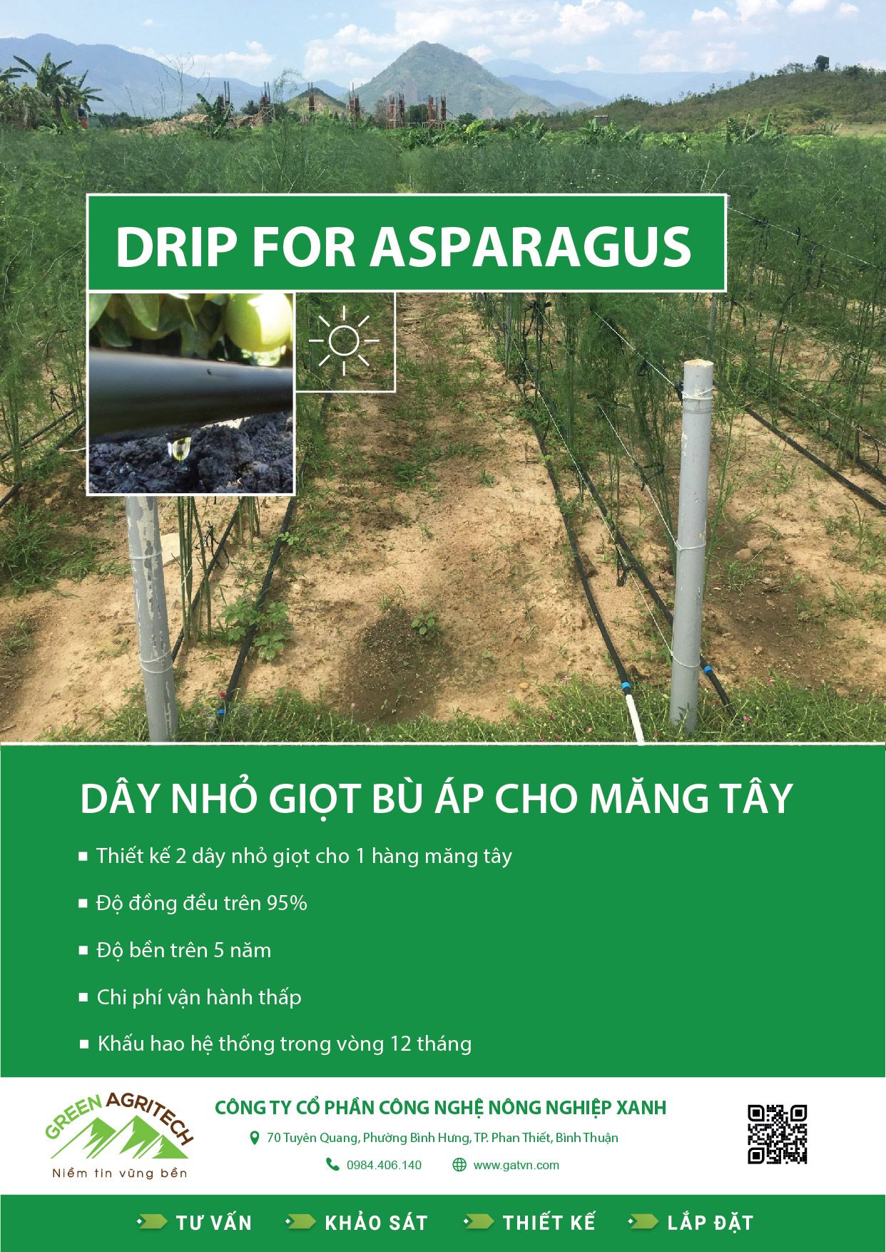  Dây tưới nhỏ giọt cho Măng Tây 