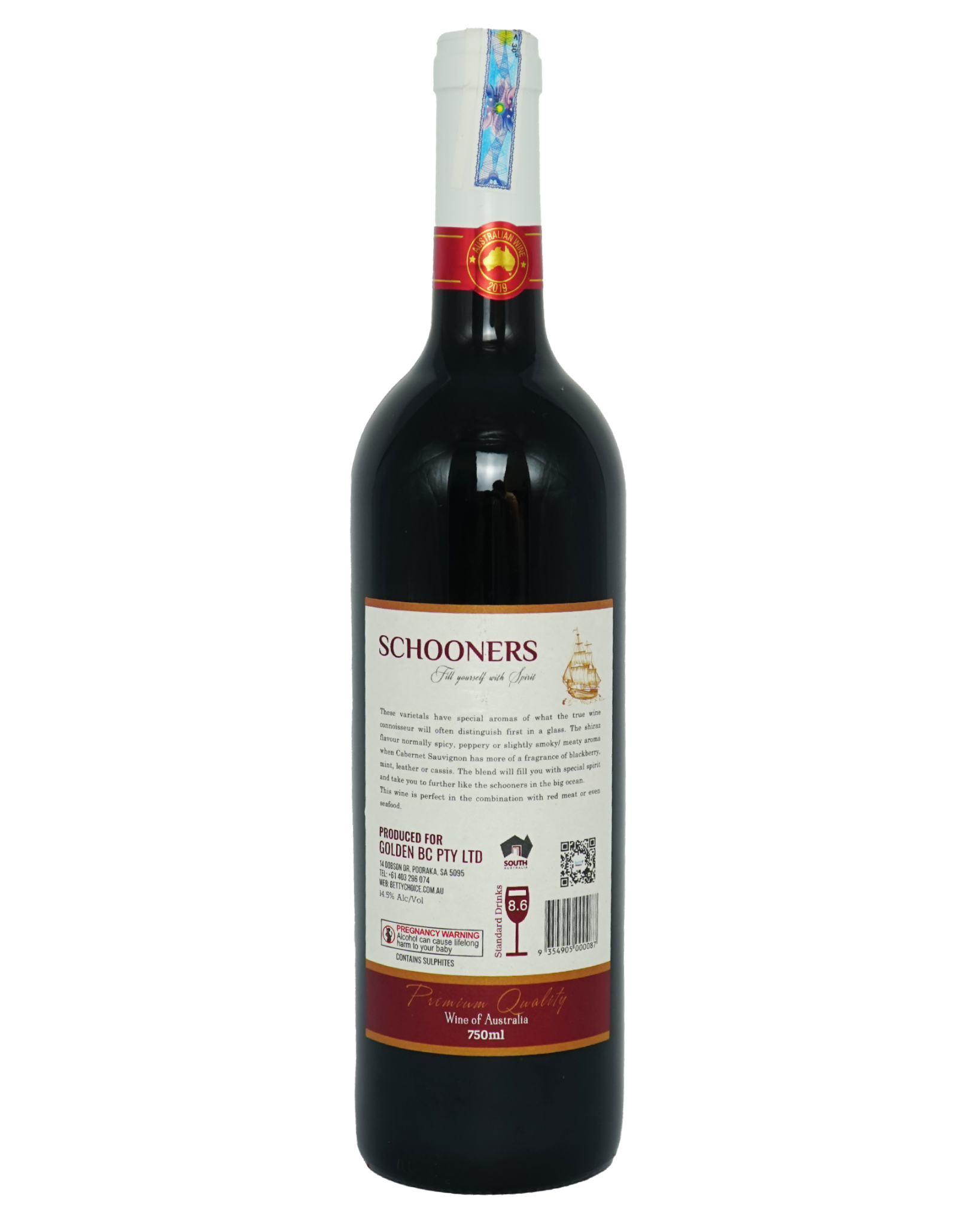  Rượu vang đỏ Úc Schooners Voyage 6 trên 5% ABV* 