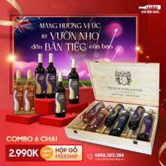 Combo 6 chai rượu vang Heart of the Murray + hộp gỗ 6