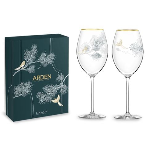  Bộ 2 Ly Vang Arden Bordeaux - Mạ viền vàng và chạm khắc tinh xảo - 760ml 