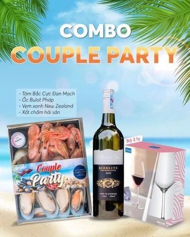  Combo vang trắng và hải sản lạnh ăn liền Couple Party 