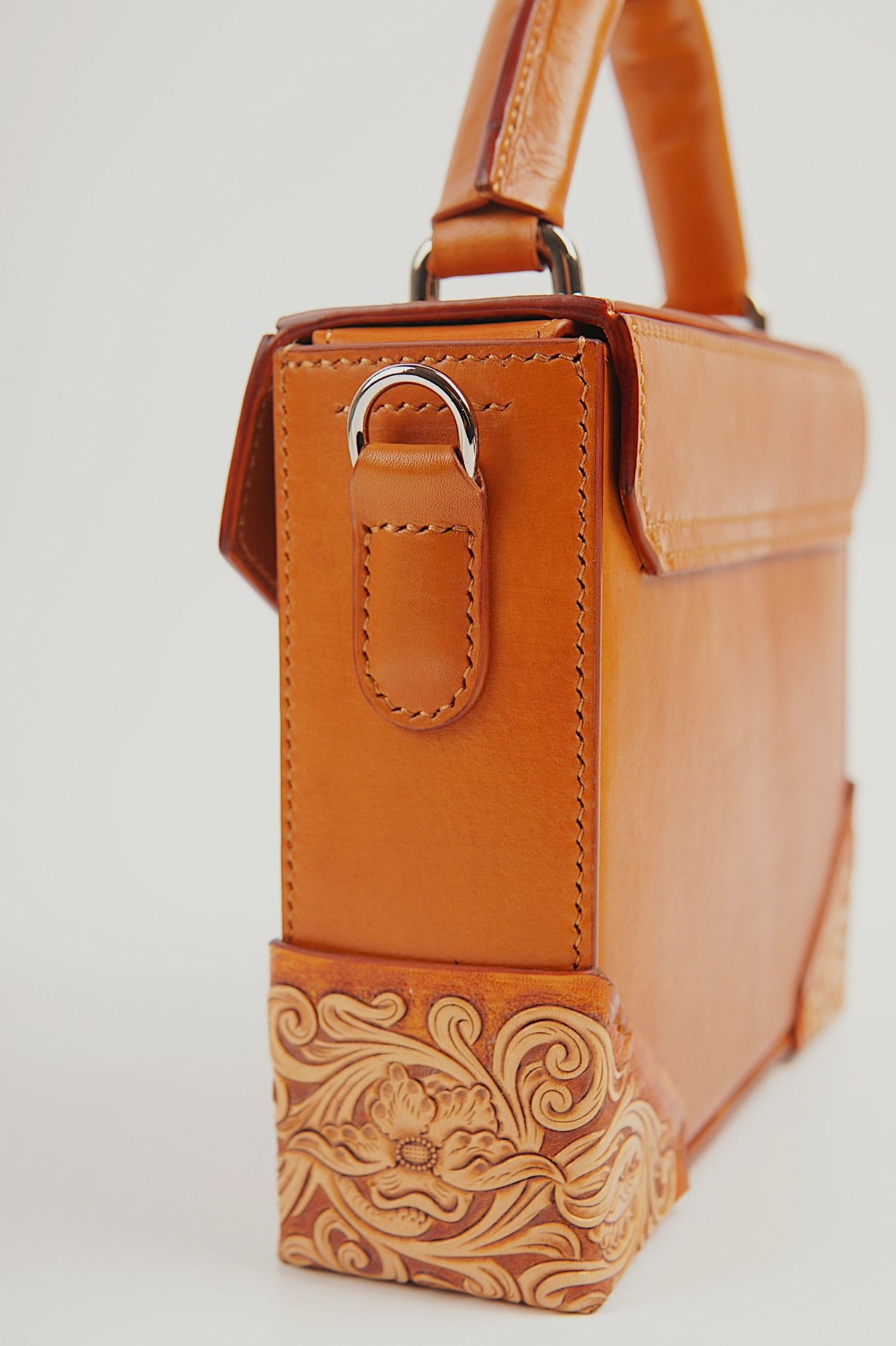 Box Bag (Flap and Bottom Hand Carved)