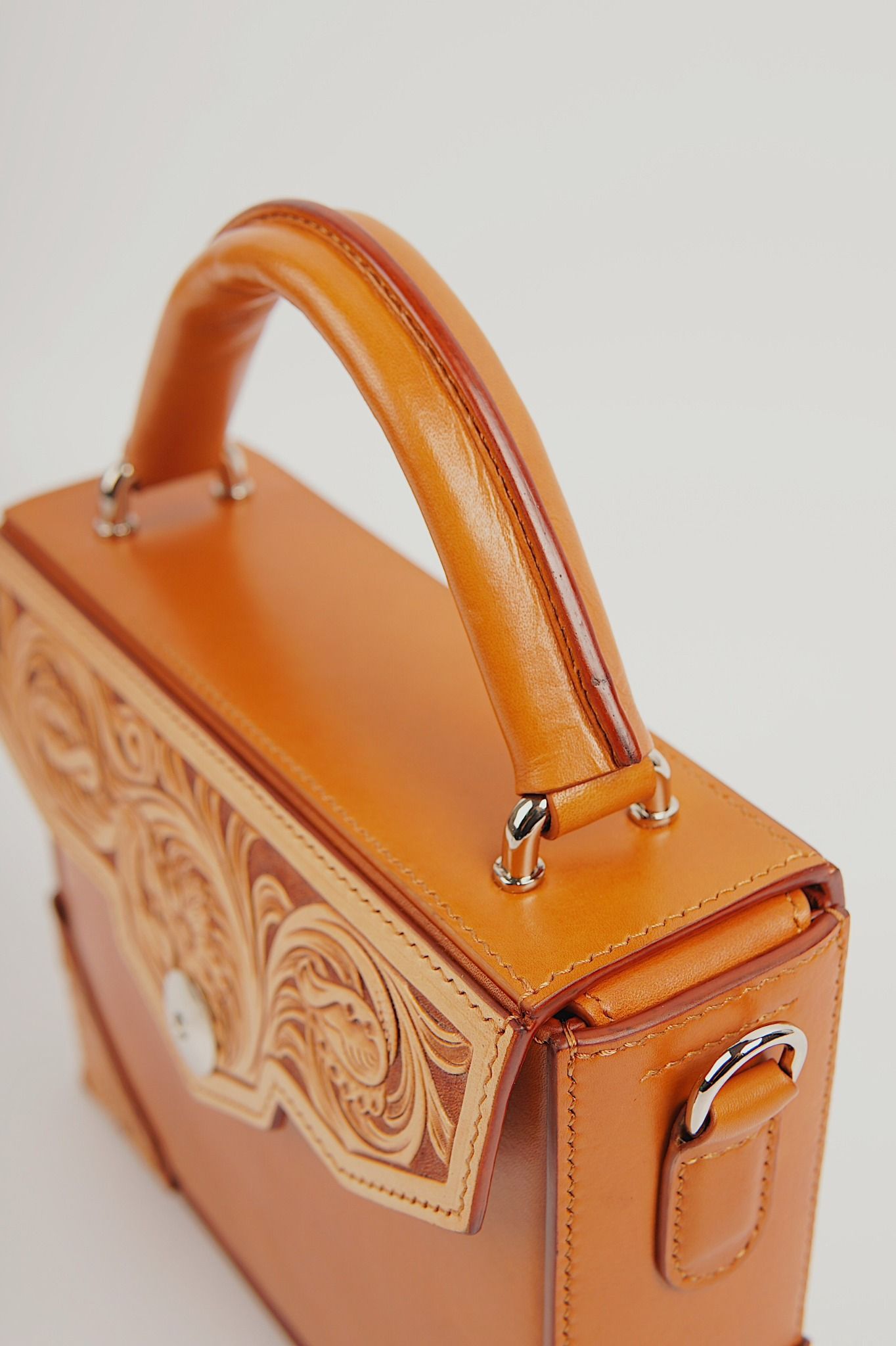 Box Bag (Flap and Bottom Hand Carved)