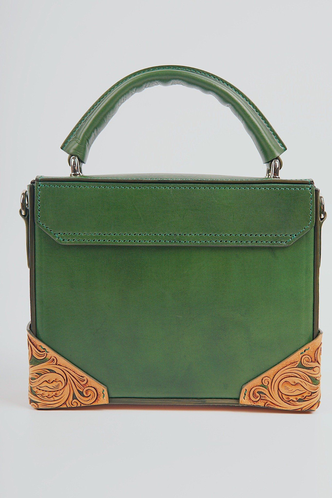 Box Bag (Flap and Bottom Hand Carved)