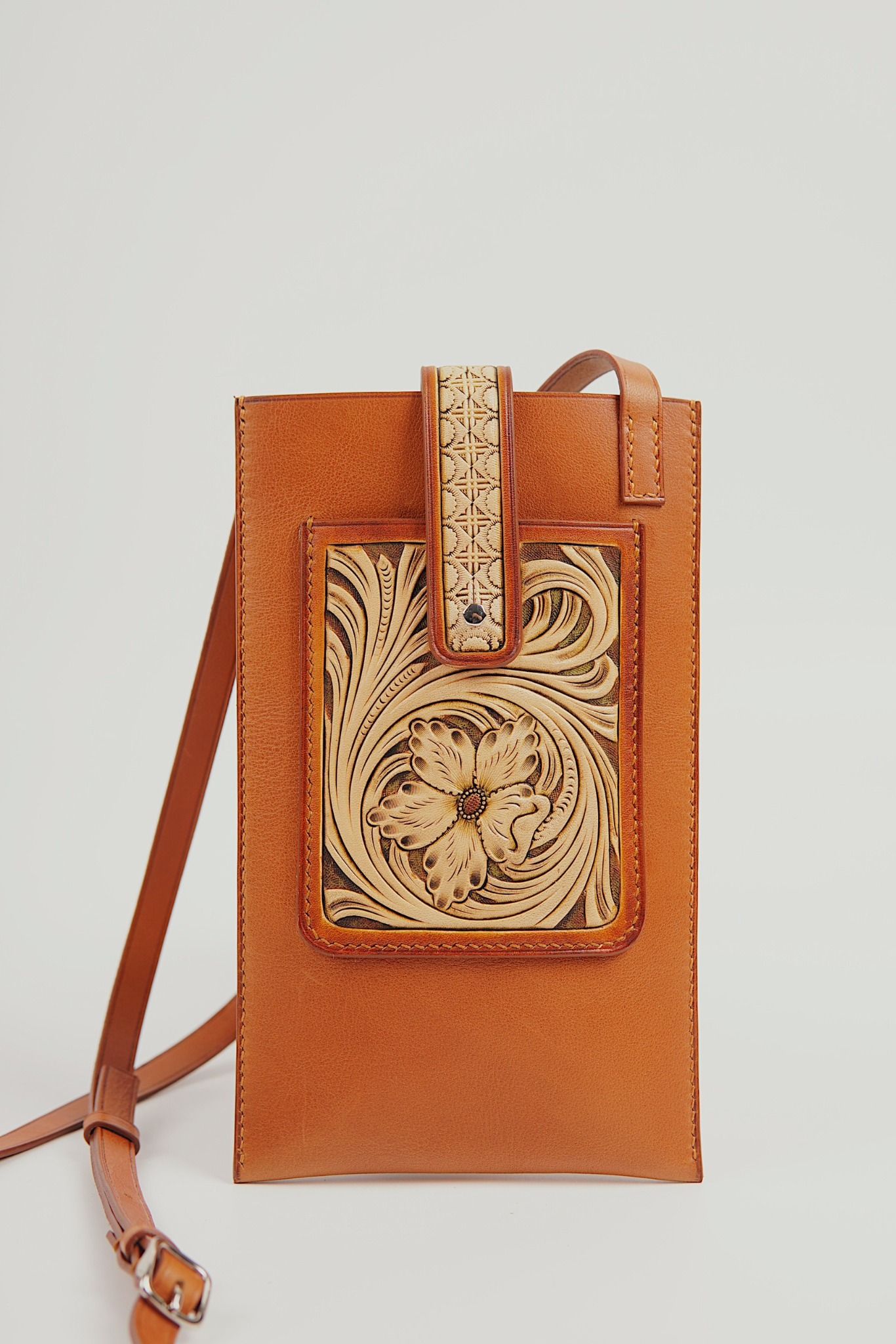 Slim Sling Phone Bag (Carved Details)