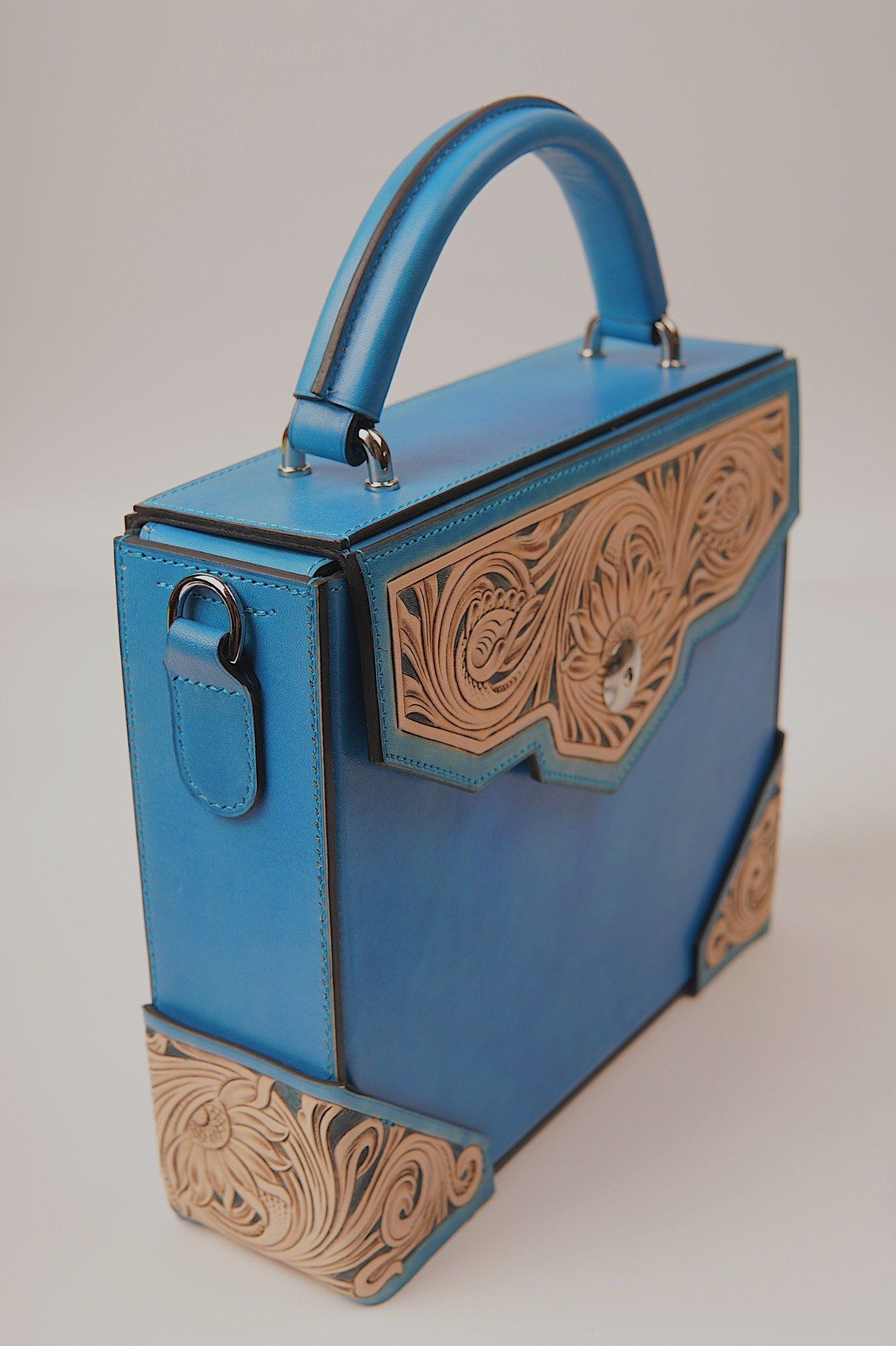 Box Bag (Flap and Bottom Hand Carved)