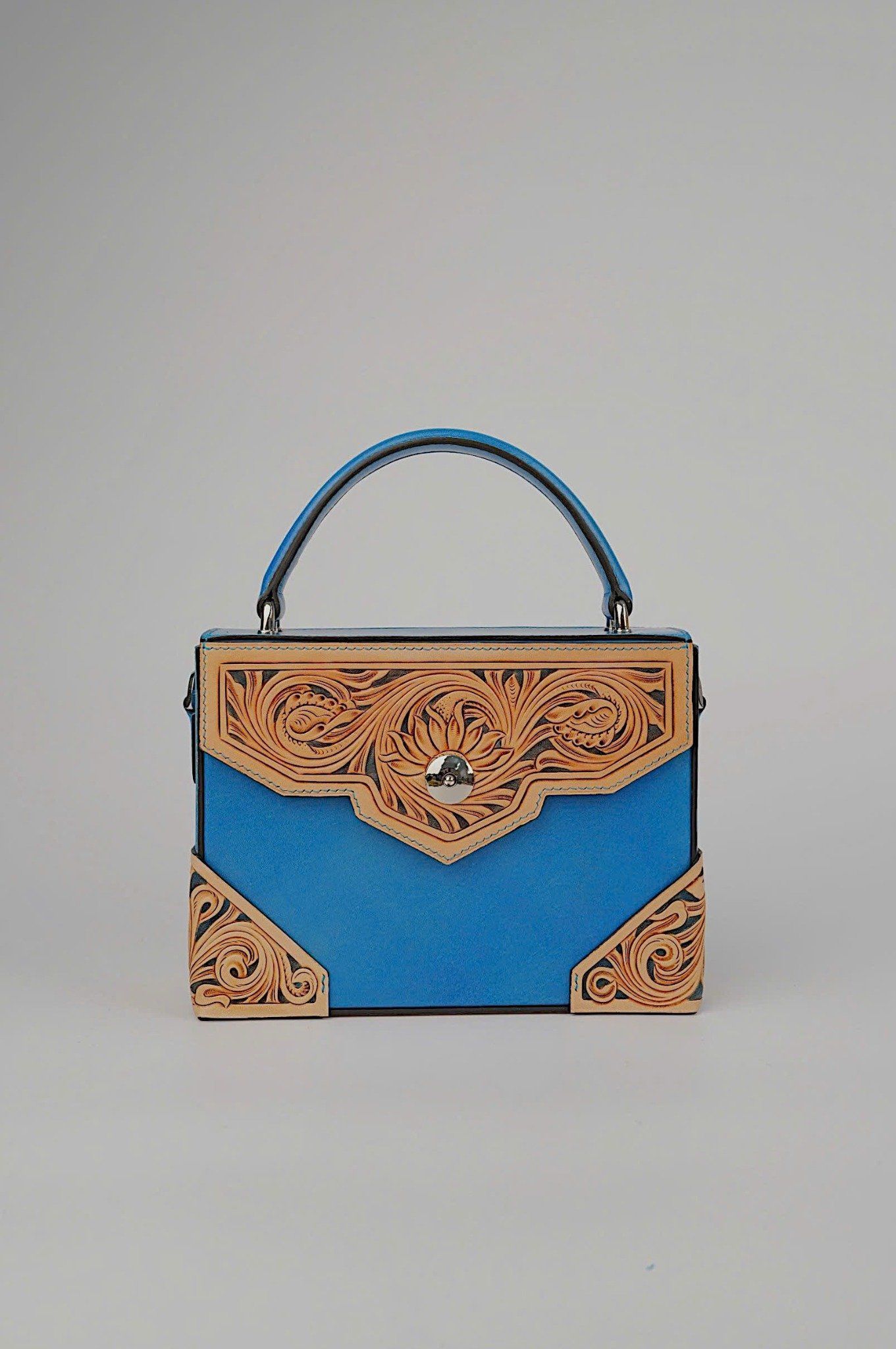 Box Bag (Flap and Bottom Hand Carved)