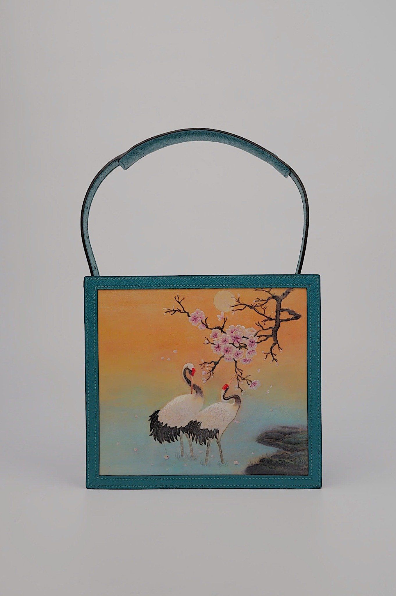 Crane Bird And Blossom (Hand Carved Square Bag)