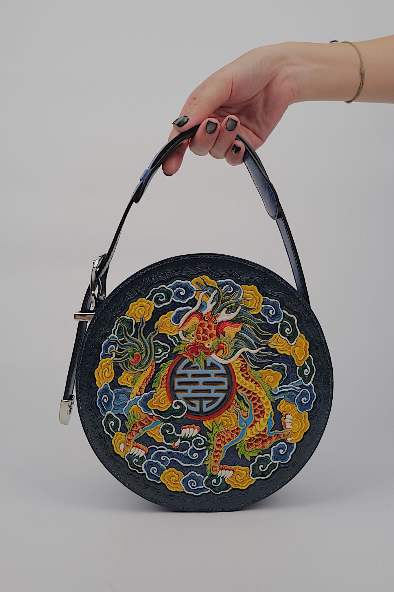 The Dragon (Hand Carved Round Bag)
