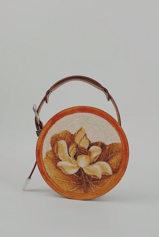  Vietnamese Lotus Rice Painting Round Bag 