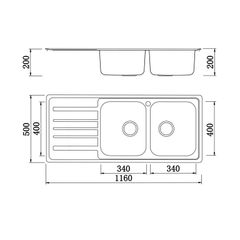 Chậu rửa bát 2 hố KS11650 1D TẶNG vòi rửa bát dây rút RENO