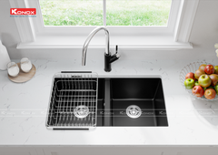 Chậu đá Konox Granite Veloci 760D Black