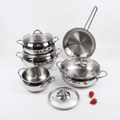 BỘ NỒI CHẢO INOX KORKMAZ TOMBIK 9 MÓN