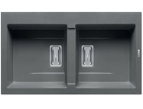 Chậu rửa chén đá 2 hố Elica Pyragranite Kartesio 2B Iron Grey 70054311