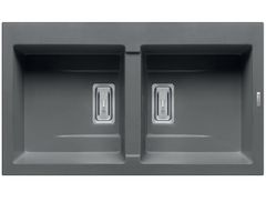 Chậu rửa chén đá 2 hố Elica Pyragranite Kartesio 2B Iron Grey 70054311