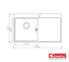 Chậu đơn âm Konox Unico 8652