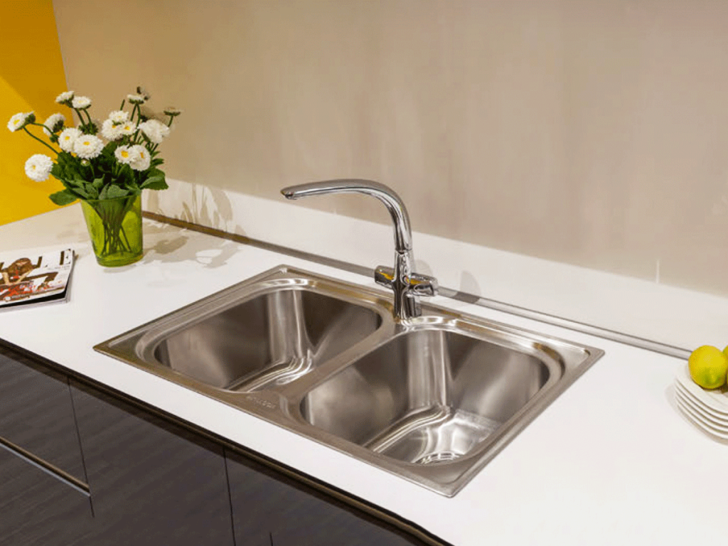 Chậu Inox 2 Hố Malloca MS 1001 NEW Thành Chậu Bo Góc