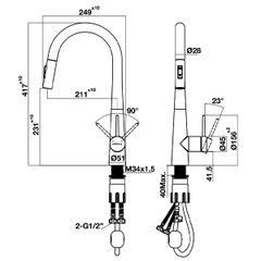 Vòi bếp Hafele HT24-SH1P417 570.85.041
