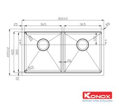 Chậu rửa bát âm Konox KN8046DUB