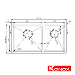 Chậu âm bàn Konox KN8144DU