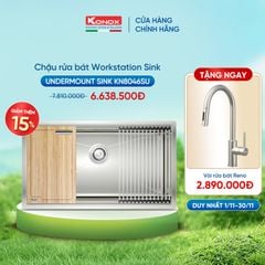 Chậu rửa bát 1 hố KN8046SU TẶNG vòi rửa bát dây rút RENO