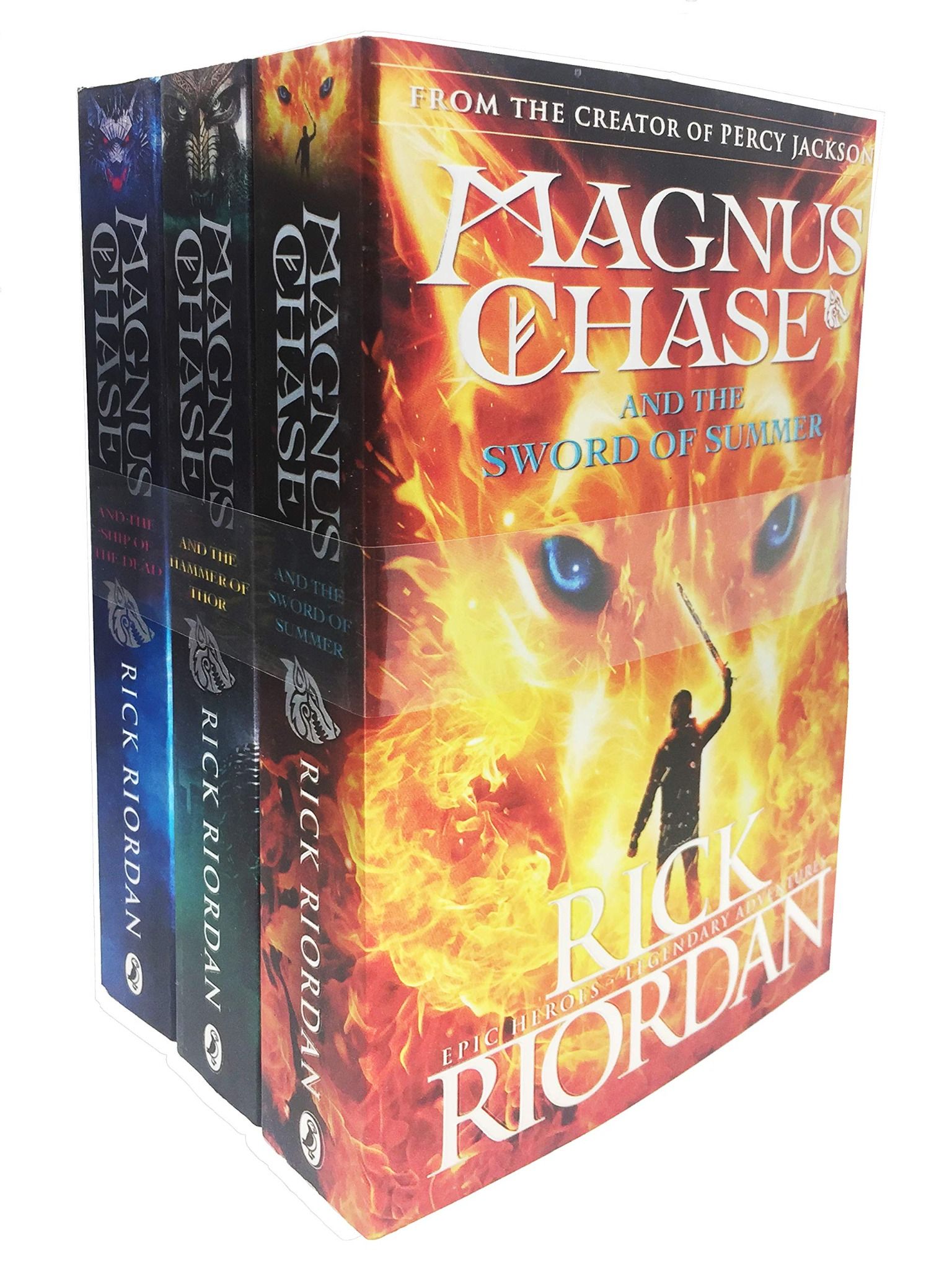  MAGNUS CHASE 3 BOOKS SET COLLECTION BY RICK RIORDAN INC HOTEL VALHALLA, HAMMER OF THOR 