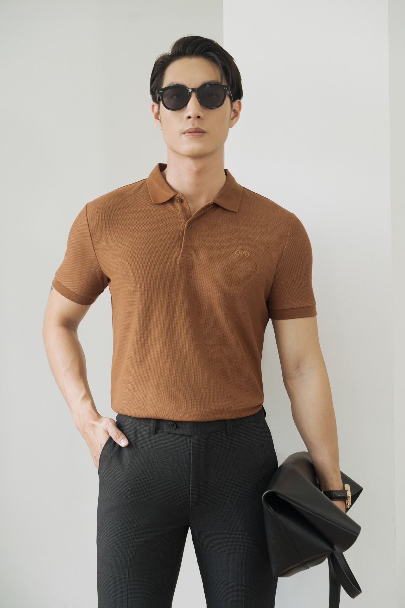 white and brown polo