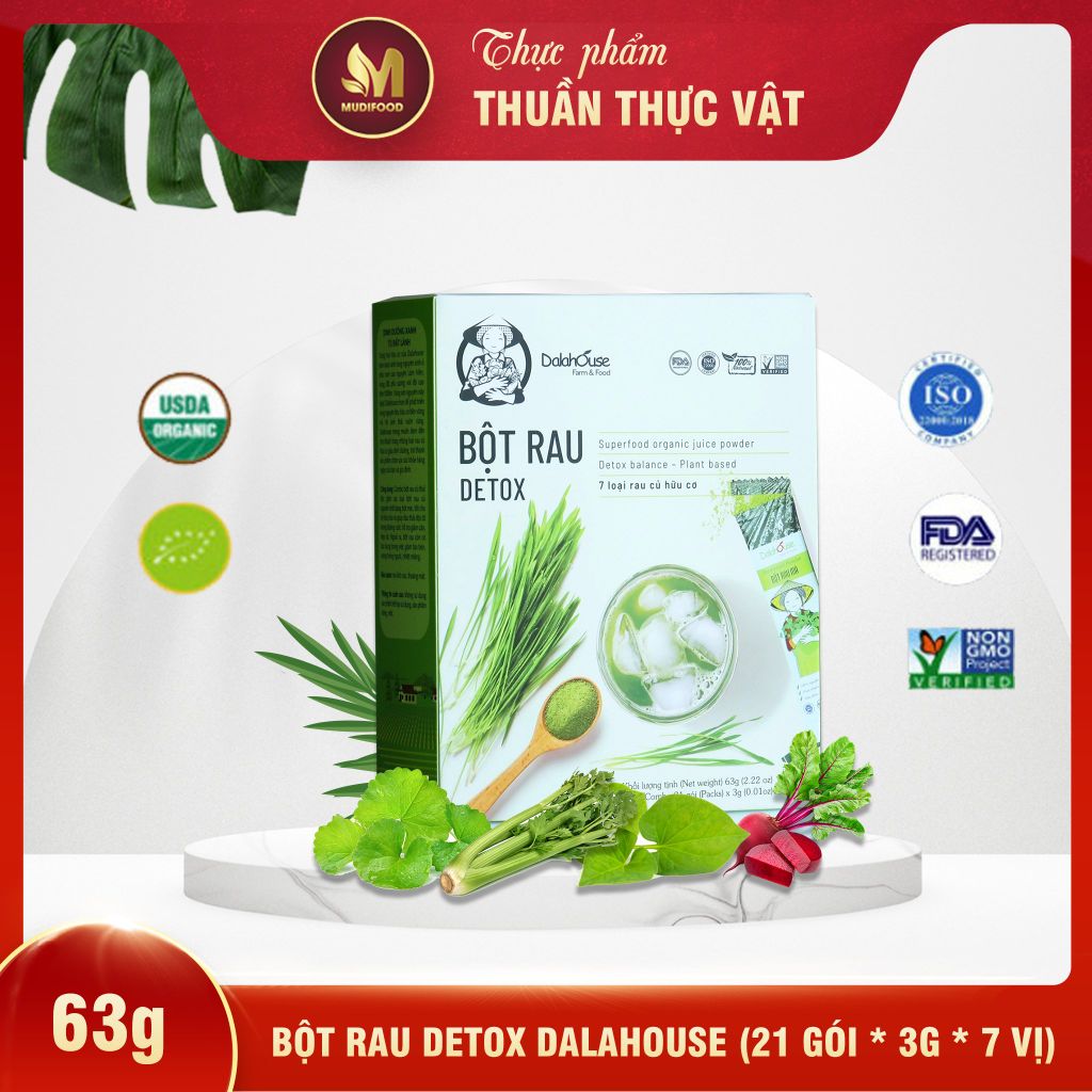 Bột Rau Detox Dalahouse - Bột Rau Củ Hữu Cơ Nguyên Chất Sấy Lạnh (BRC)