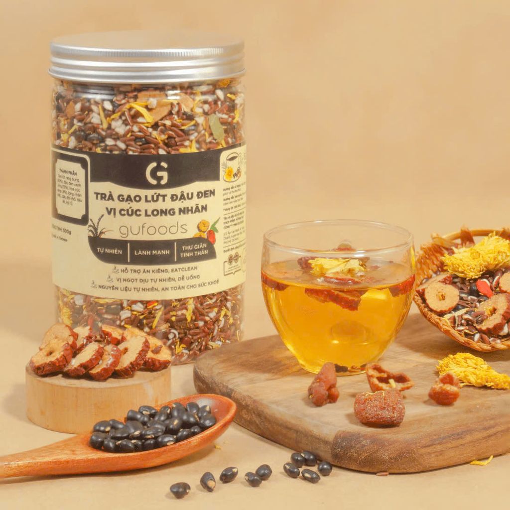 Combo Trà Gạo Lứt Đậu Đen Gufoods Mix Vị Thảo Mộc, Khổ Qua Rừng, Cúc Long Nhãn - Thanh Nhiệt, Mát Gan, Cải Thiện Giấc Ngủ, Tốt Cho Tim Mạch, Giảm Cân, Eatclean, Healthy (Trà)