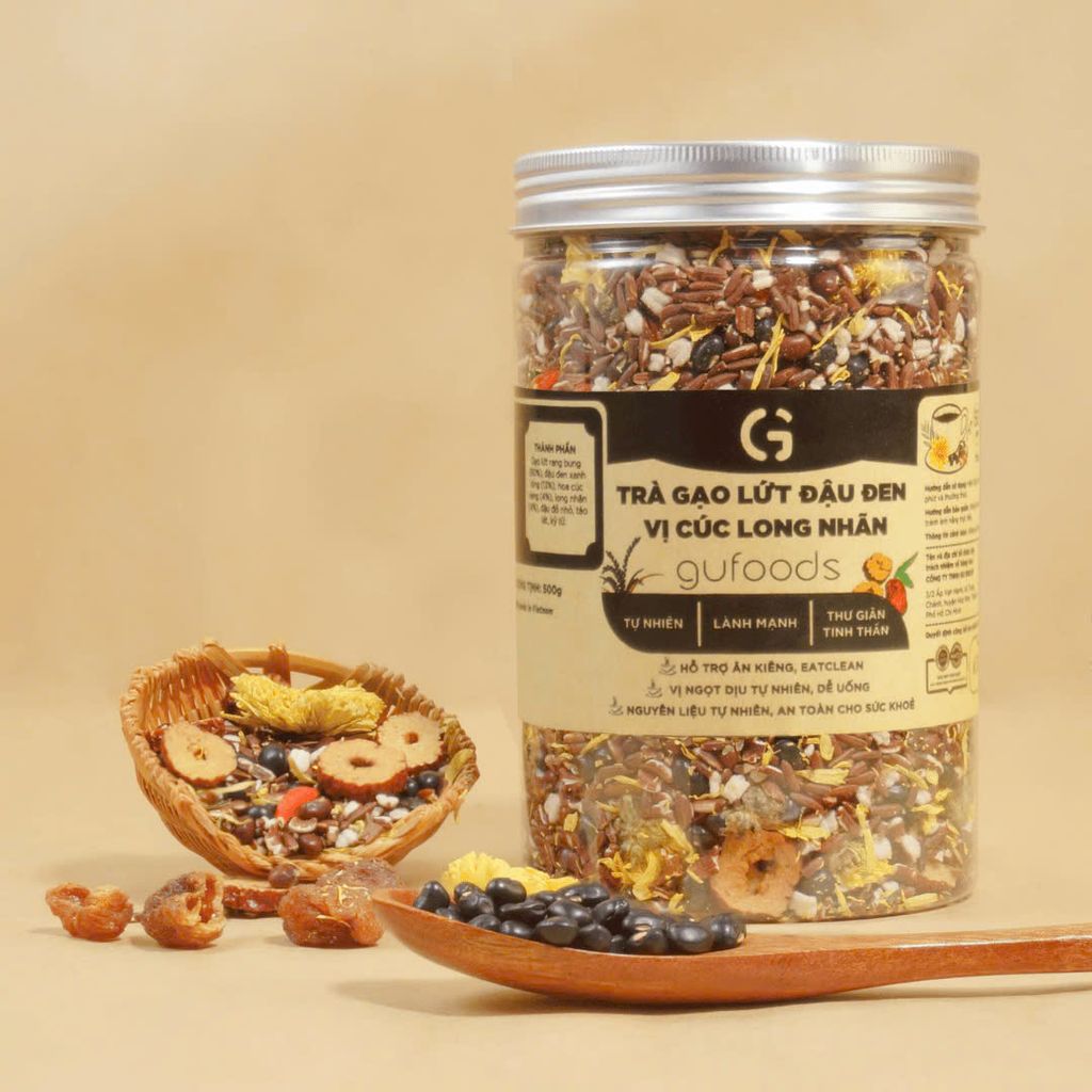 Combo Trà Gạo Lứt Đậu Đen Gufoods Mix Vị Thảo Mộc, Khổ Qua Rừng, Cúc Long Nhãn - Thanh Nhiệt, Mát Gan, Cải Thiện Giấc Ngủ, Tốt Cho Tim Mạch, Giảm Cân, Eatclean, Healthy (Trà)