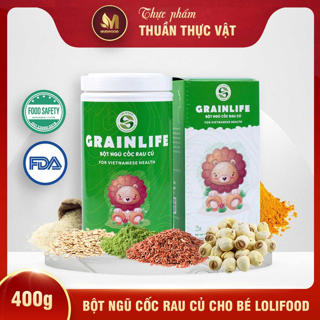 Bột Ngũ Cốc Rau Củ, Bột Ăn Dặm Cho Bé Lolifood Hộp 400g - Thực Phẩm Bổ Sung Dinh Dưỡng Cho Bé, Hàm Lượng Omega 3 Và Chất Xơ Cao