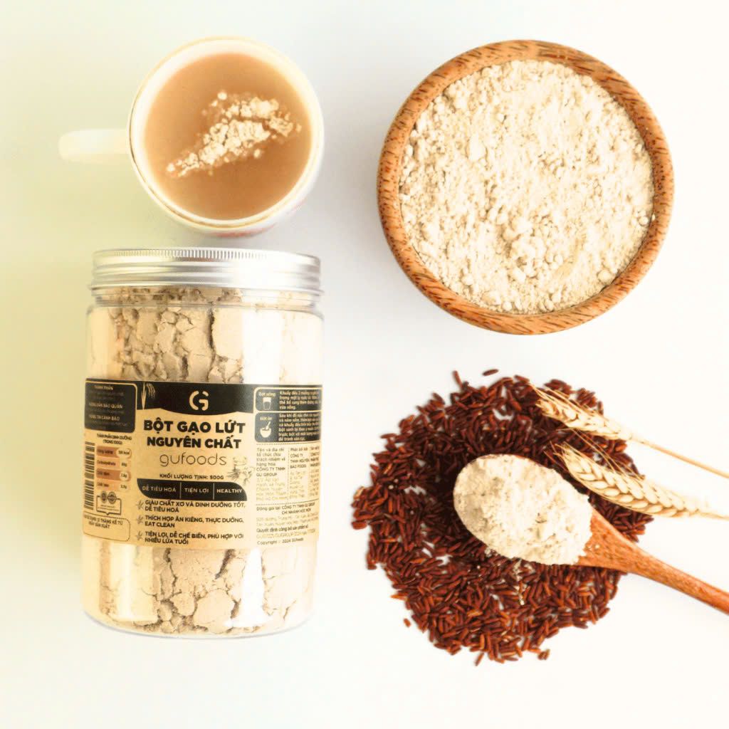 Bột Gạo Lứt Nguyên Chất GUfoods (Hũ 250g) - Tiện Lợi, Healthy, Dễ Tiêu Hoá, Eat Clean, Thực Dưỡng, Thuần Chay, Nấu Cháo (SH)